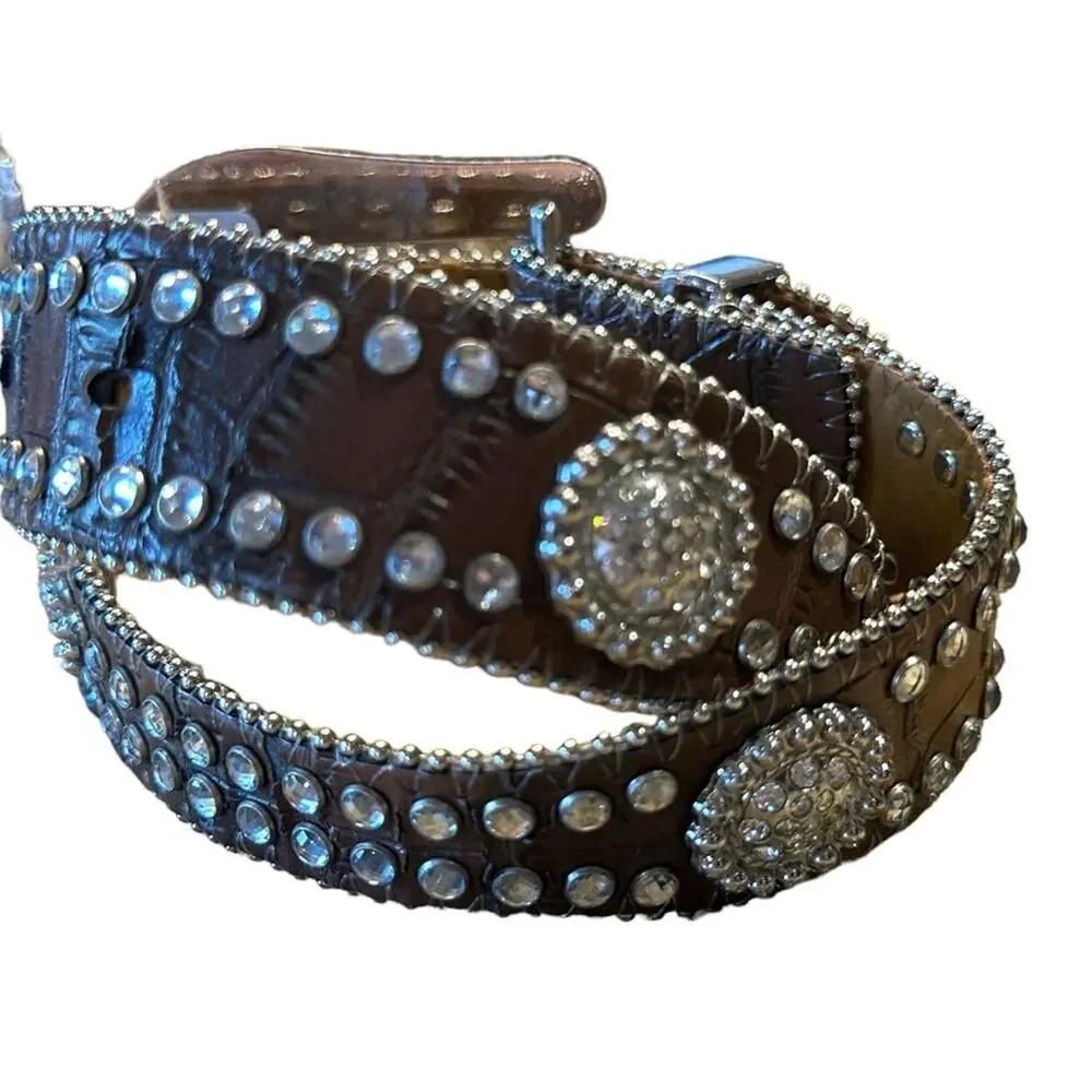 Bejeweled Western Belt with Silver Buckle and Trim Childs Size 24”